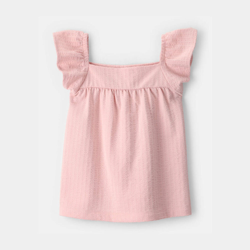 Carter's Toddler Girl Flutter-Sleeve Seersucker Top 2T Pink Square Neck